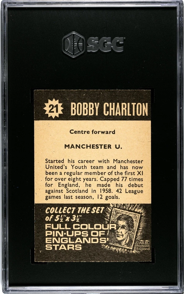 Tarjeta de fútbol 1967-68 Bobby Charlton A & BC Star Players #21 SGC 6,5 EX-NM+ Man U Foto 2 de 4