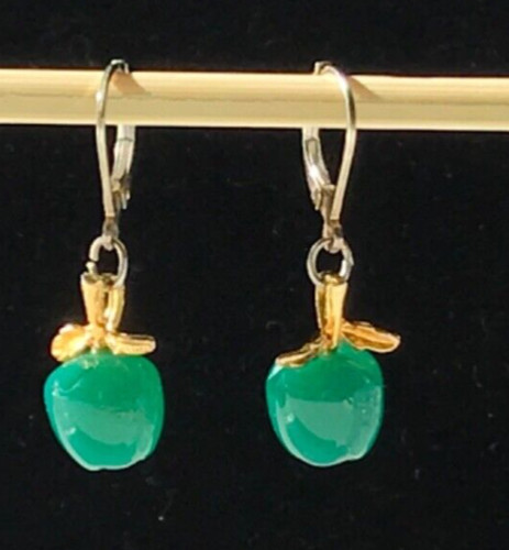 Vintage Green Apple Pierced Earrings