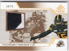 2025 SP Game Used CFL Patch Kyle Wilson #CFL-KW Hamilton Tiger-Cats (34/75)