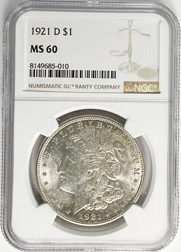 1921 D $1 Morgan Silver One Dollar NGC MS60 Denver