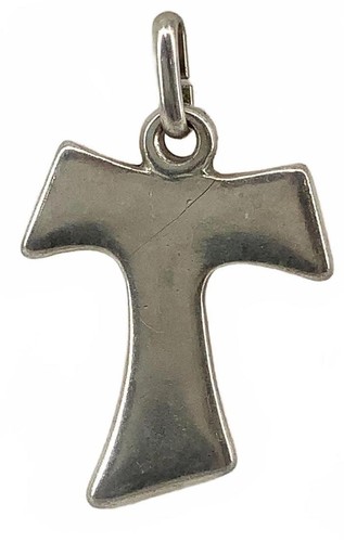 Vintage Silvertone Franciscan Tau Cross Pendant Small Minimalist