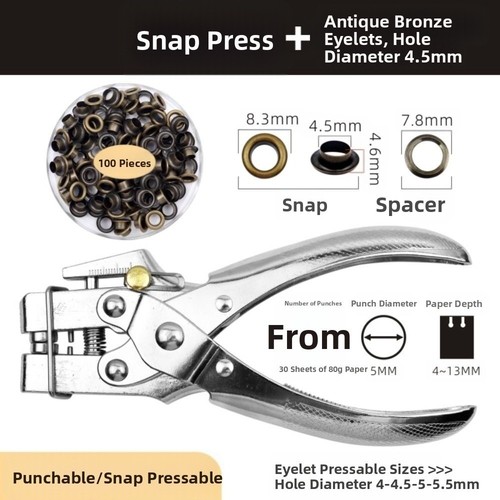 Heavy-Duty Punching Grommet Eyelet Pliers Kit DIY Crafts - Picture 16 of 18