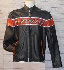 Giacca giubbotto moto Harley Davidson pelle uomo traforata nera arancio