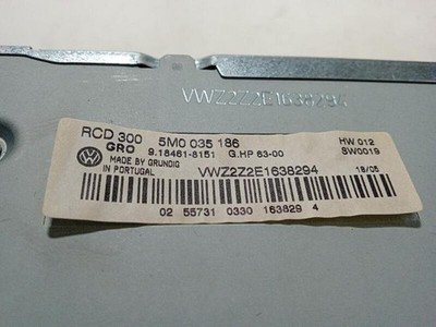audio system VOLKSWAGEN GOLF PLUS 5M1 TRENDLINE 5M0035186 gtunp813706
