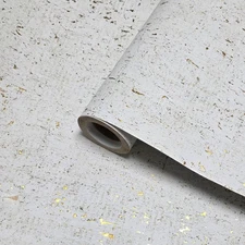 Real natural cork textured golden off white gold metallic foil modern Wallpaper