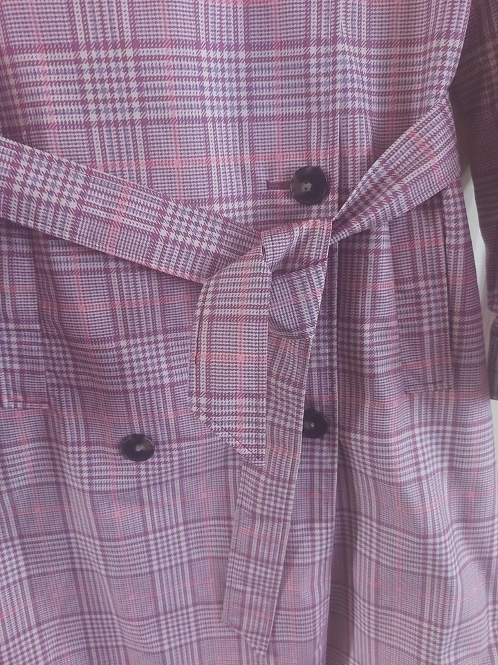 Marks & Spencer Collection Houndstooth Mac Trench Coat Jacket Size UK 12 - Image 3 of 4