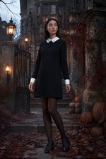 Victoria Beckham for Target Black Bunny Embroidered Collar Shift Dress XS New