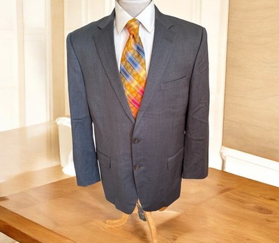 Hart Schaffner Marx Blazer Sport Coat 100% Wool Gray Sharkskin Sz 44R Jacket