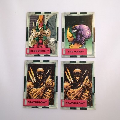 4x Image Comics Sammelkarten (The Maxx, Bloodwulf, Deathblow)