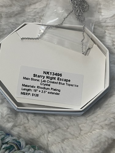 Bomb Party Necklace “Starry Night Escape” NK13496 Blue Ice Crystal Rhodium - Picture 3 of 3