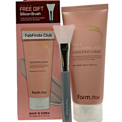 Korean Farm Stay Rice & Hyaluronic Acid Wrapping Mask Radiance Free Brush