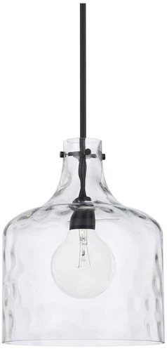 Capital Lighting Crawford 11 3/4" Black and Dimpled Glass Pendant - Picture 2 of 5