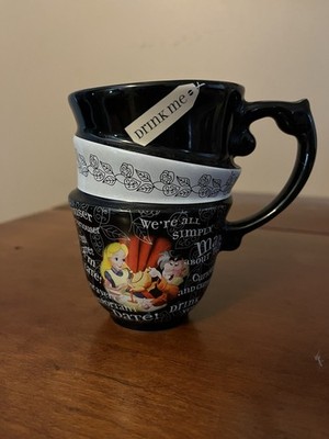 Disney Parks Alice in Wonderland Drink Me Mug Black White Tea Time Mad Hatter