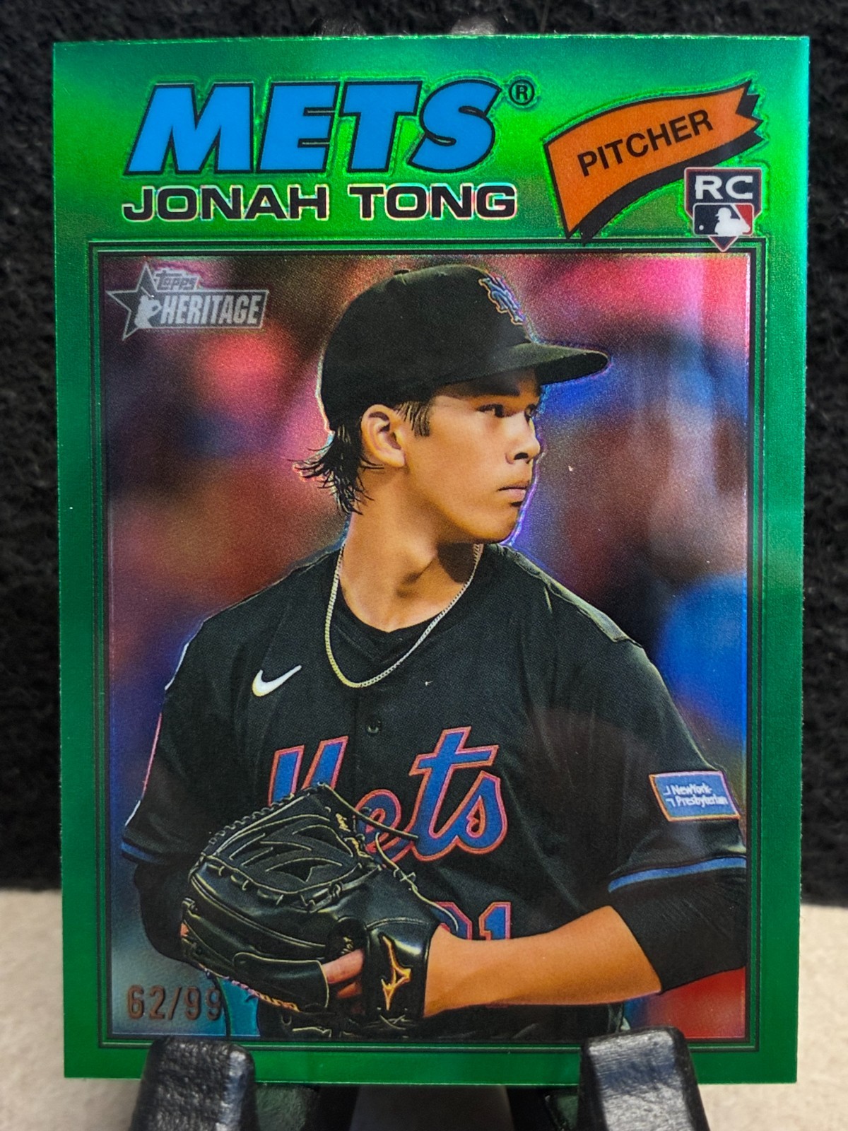 2026 Topps Heritage JONAH TONG /99 Rookie Chrome Green Border #137 - Mets