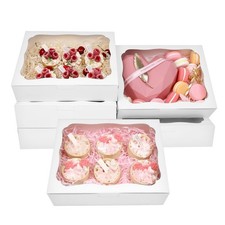 24pcs10x8x2.5 Inch White Bakery Boxes Treat Boxes with Window for Pastry, Coo...