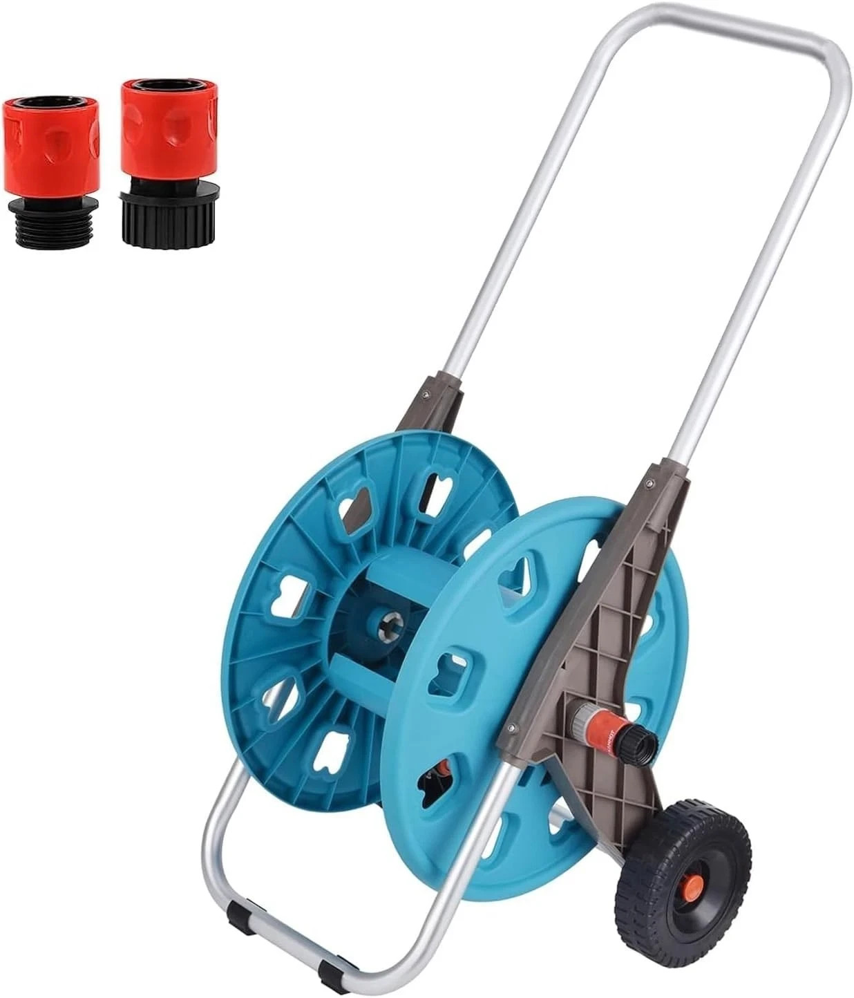 Portable Garden Hose Reel Cart 80ft 3/4" or 111ft 5/8" Blue Aluminum Wheels 🐳