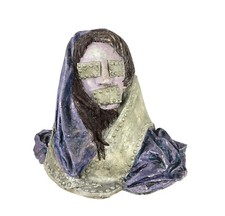 LA Artist OOAK Hand Made Aluminum Sculpture Man w/ Metal Plates on Eyes & Mouth