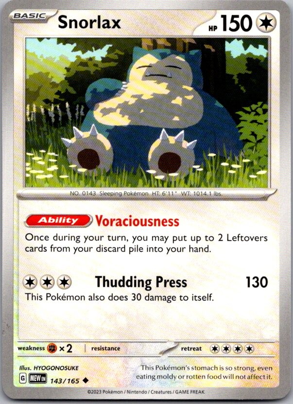 SNORLAX 143/165 151 POKEMON