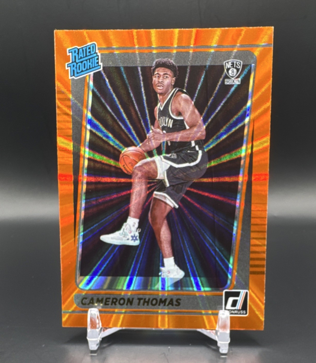 2021-22 Panini Donruss Cameron Thomas Rated Rookie Orange Laser #203 Nets RC