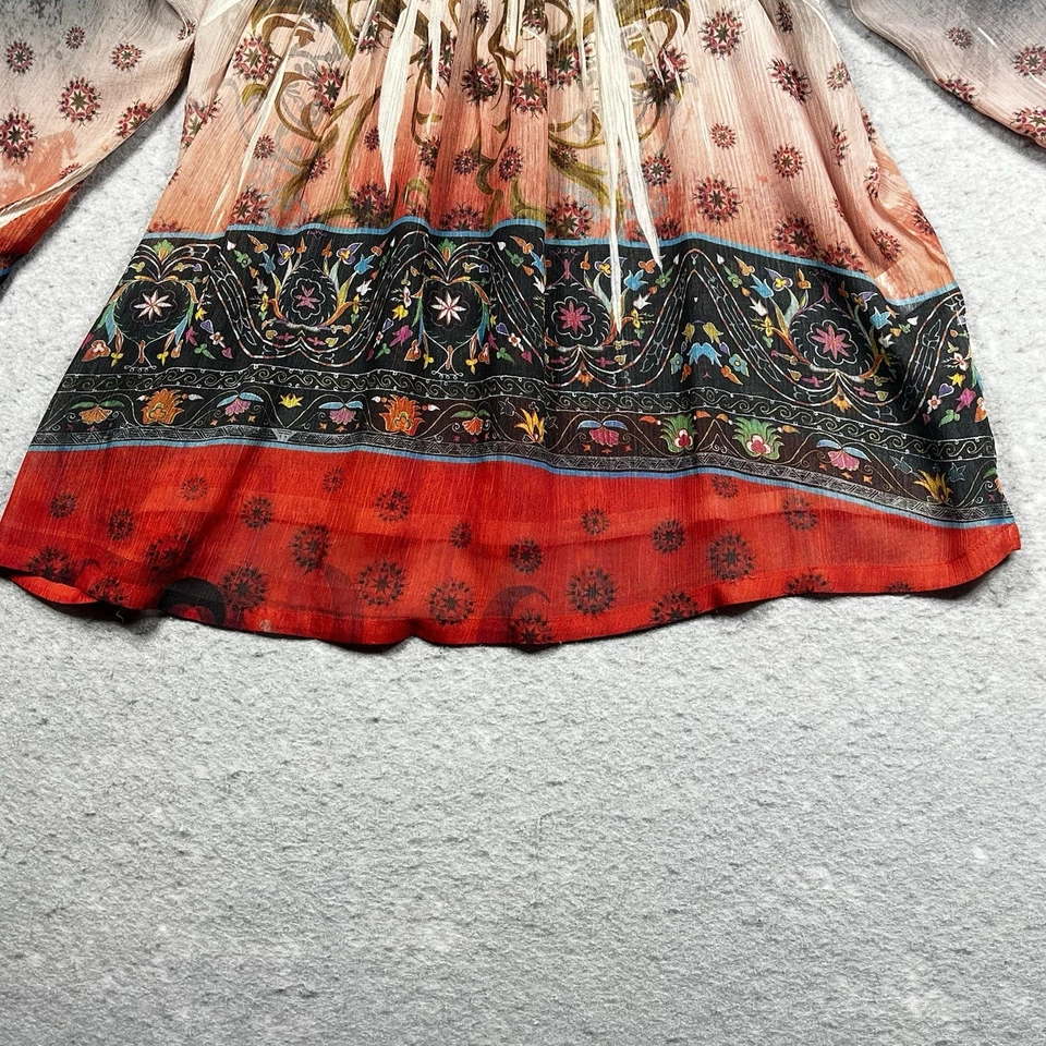 Mushka By Sienna Rosa Top Mujer Pequeña Túnica Boho Floral Cuentas Cuello en V Artístico Foto 3 de 4