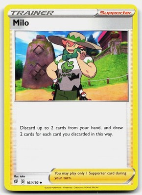 MILO 161/192 UNCOMMON REBEL CLASH POKEMON MP
