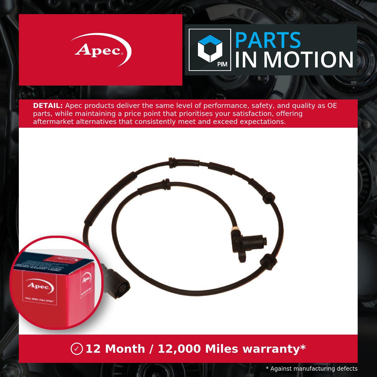 ABS Sensor ABS1068 Apec Wheel Speed 1110293 YM212B372CA 7M3927807B Quality New