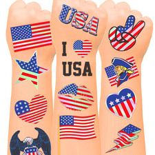 120 Pcs Fourth of July Temporary Tattoos, Metallic Foil Bronzing Style, Individu