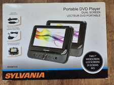 PORTABLE DVD PLAYER Sylvania Dual Screens 7" AC/DC  Car Cord Black