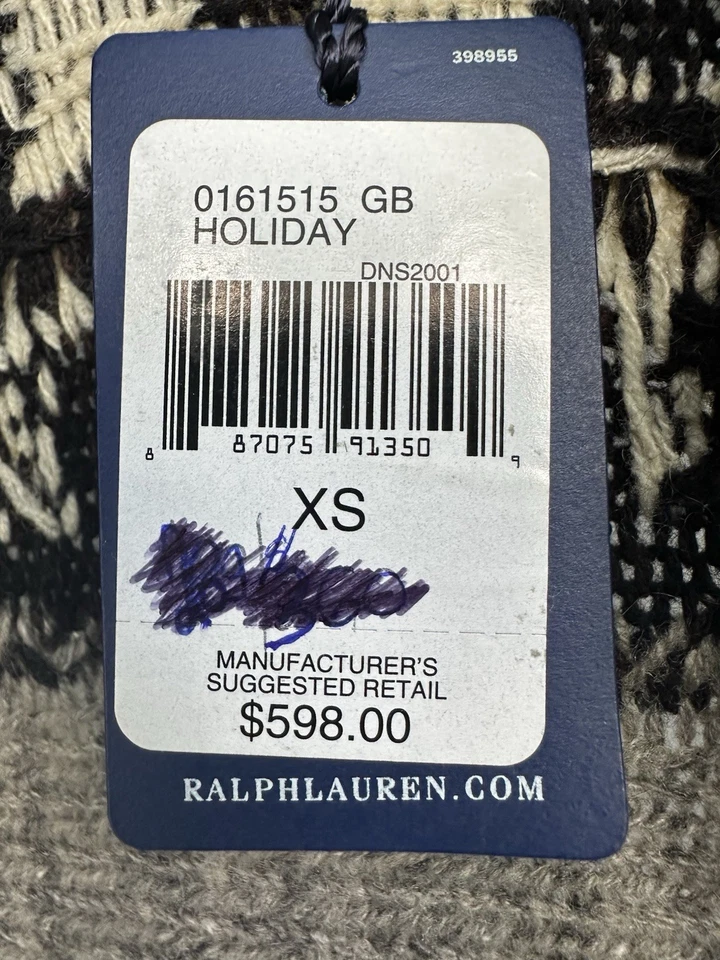 NUEVO CON ETIQUETAS Ralph Lauren Lana Seda Cachemira Suroeste Cárdigan Suéter XS Beige Negro Foto 4 de 4