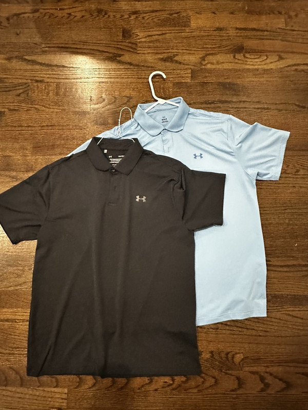 Under Armour Performance Polo Lot of 2 Men's LG/G Loose Black Blue Solid SS