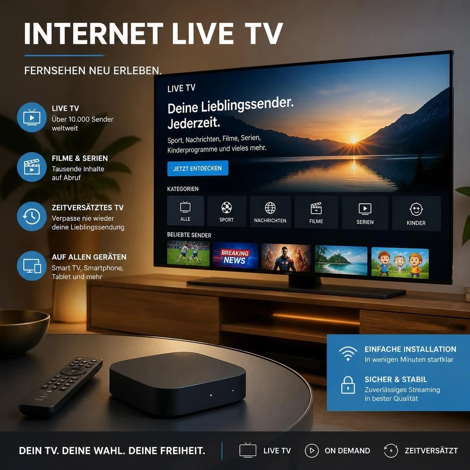 🚀 SMART TV BOX 4GB RAM 🚀 Android Mediaplayer Komplettset | 4K Ultra HD Stream - Bild 1 von 1