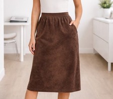 Vintage 70  s Ultra Suede Skirt Womens 10 Brown Zip Midi Corpcore Classic Luxury