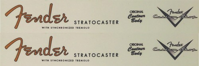 #ad 2 Two Fender Stratocaster Spaghetti w custom shop headstock waterslide decals $9.89