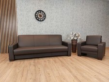 Ausverkauf ! Echtleder 3 er Sofa mit Bettfunktion + Sessel Leder Sofagarnitur