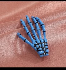 2pcs Blue Skeleton Hand Hair Clip Halloween Bone Hairpins