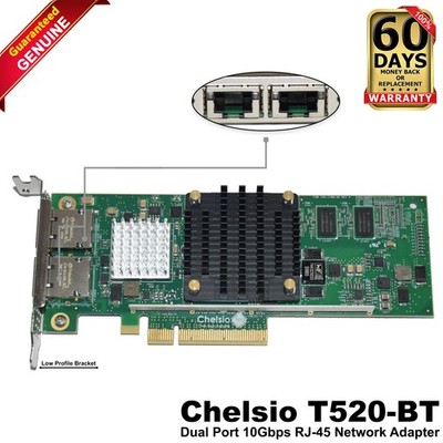 Dell Chelsio T520-BT Dual-Port 10GbE RJ45 PCIe Network Adapter Card PVMTG