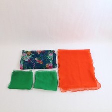 Lot of 4 Sheer Chiffon Scarves  Handkerchiefs - Green, Orange, Floral