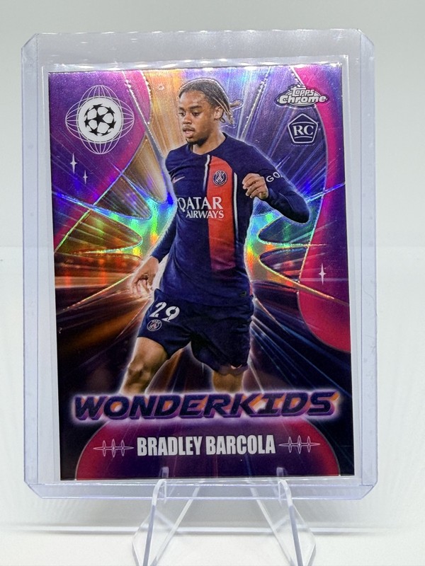 2023-24 Topps Chrome UEFA Club Competitions Wonderkids Bradley Barcola WK-9 (RC)