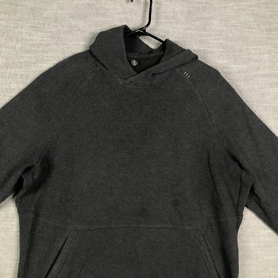 Sudadera con Capucha Lululemon Para Hombres Grande Gris Carbón Texturizada Pullover Bolsillos con Cremallera Raglán Foto 2 de 4