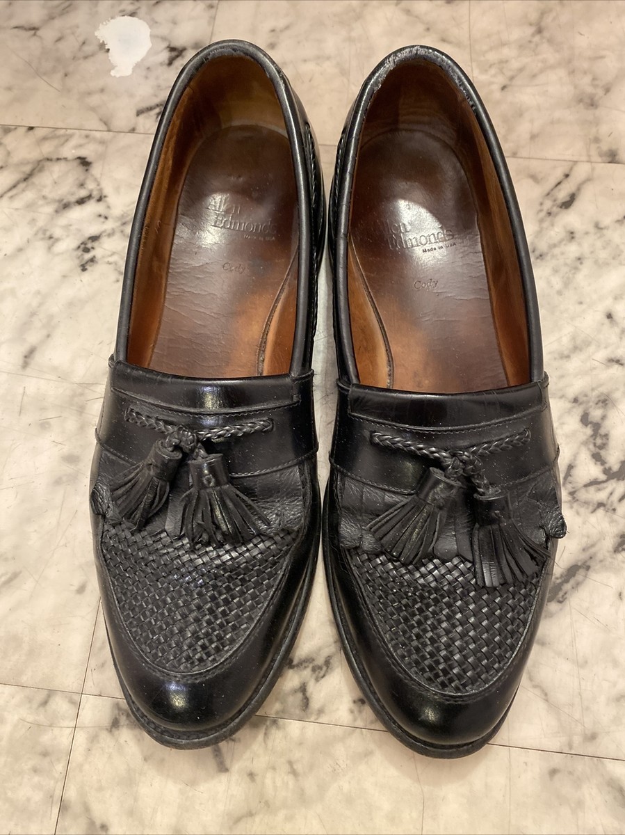 Allen Edmonds Cody Black Leather Tassel Loafers 10 Men display picture 1