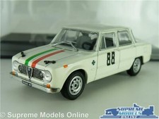 ALFA ROMEO GIULIA SUPER MODEL CAR 1963 WHITE RACING RALLY 1:43 SIZE IXO + CASE K