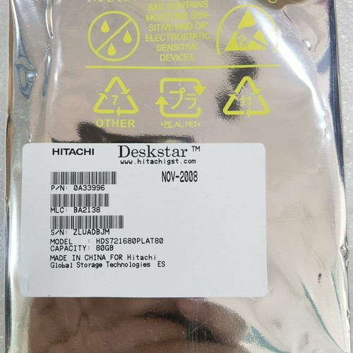 Original Hitachi 80GB HDS721680PLAT80 IDE 3.5" Deskstar HDD Hard Drive Zero hour - Picture 2 of 5
