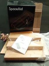 SpaceAid 3 Tier  Bamboo Expandable Spice Rack Organizer 12" -22" L New