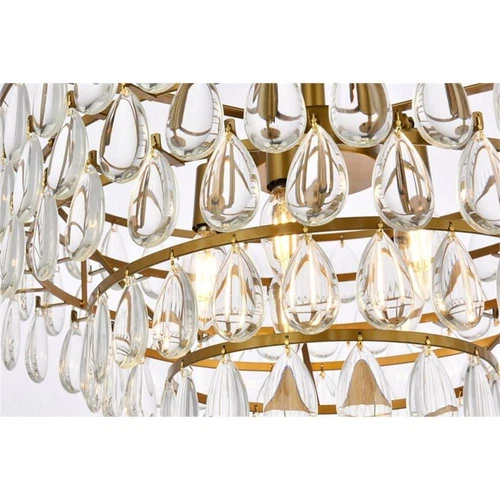 Elegant Lighting Mila 20" Iron and Crystal Flush Mount in Brass - Picture 5 of 8