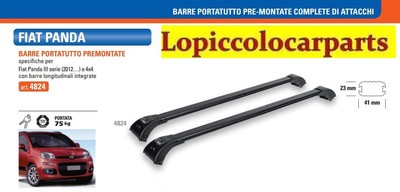 GEV Barre Portatutto Per Fiat Grande Panda – Acciaio Alto Resistenza, Portata 50 Kg, Nero Opaco, Premontate Con Kit Specifico E Chiave Inclusa – Omologate TÜV-GS, Made In Italy