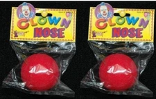 HALLOWEEN RED CLOWN NOSES FOAM NOSE BIG 2" LOT 2 CIRCUS ADULT CHILDREN HOSPITAL