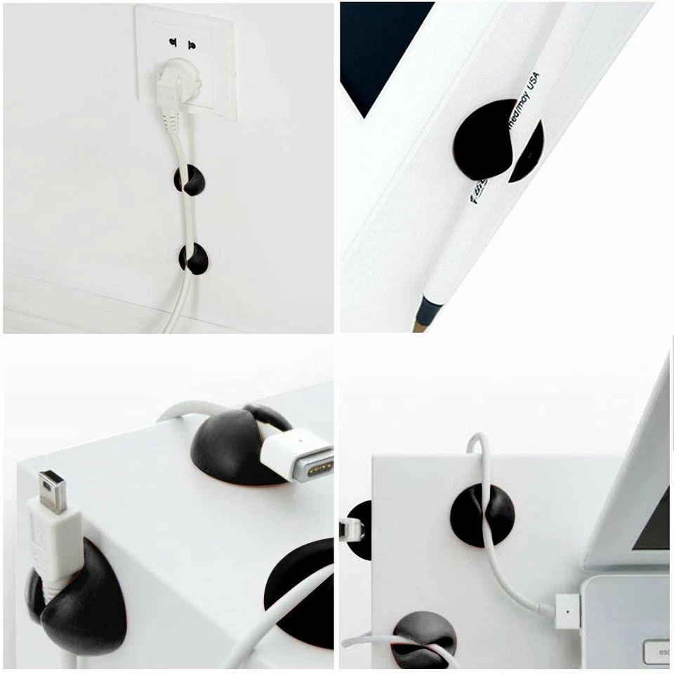 Juego de carretes organizadores de cables de 10 piezas clips de administración de cables soportes de cables para uso en escritorio Foto 3 de 4