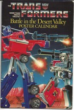 1985 TRANSFORMERS "BATTLE in the DESERT VALLEY" UNMARKED POSTER CALENDAR VG+/EX