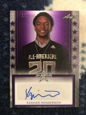XZAVIER HENDERSON 2020 Leaf Army All-American PURPLE Tour Auto # 1/1 Autograph