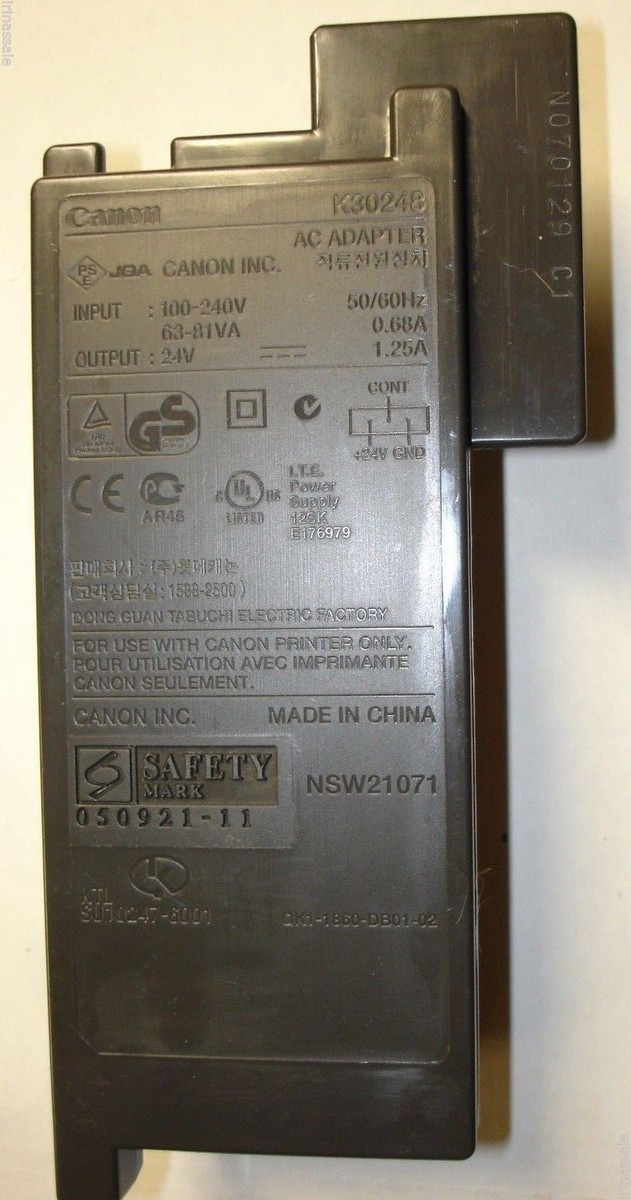 Alimentatore Canon Originale K30248 Per MP150 MP180 MP450 MP460 MP630D | 24V 1.25A 30W